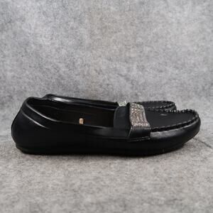 Daisy Fuentes Shoes Womens 10 Loafer Mocassins Slip On Black Casual Classic Flat